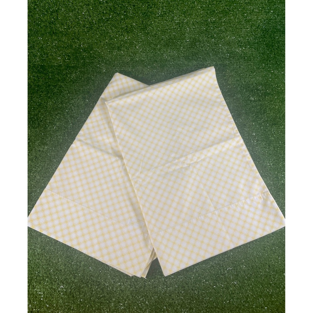 2 Cannon Vintage Yellow Gingham Pillowcases Made‎ in USA no iron Cotton Blend